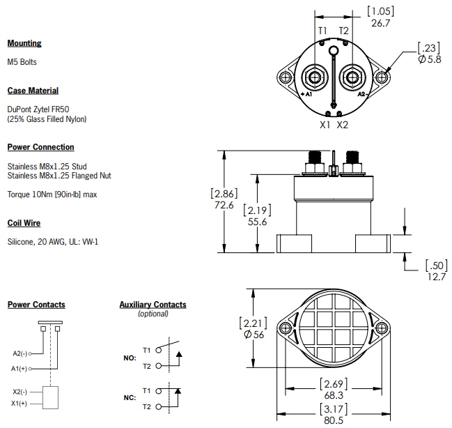 Mechanical Drawing - Gigavac HX200 Contactors