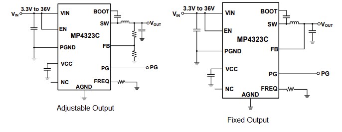 Application Circuit Diagram - Monolithic Power Systems (MPS) MP4323C Synchronous Step-Down Converters
