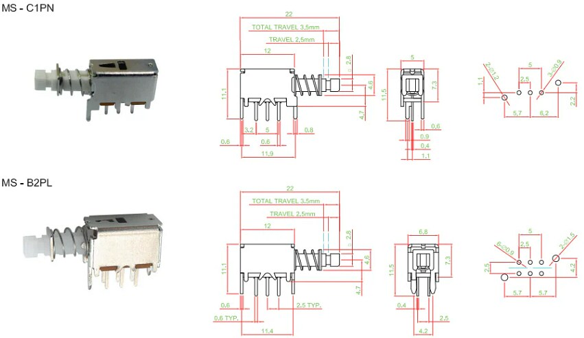Mechanical Drawing - Well Buying MS Pushbutton Switches