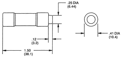 Mechanical Drawing - Mersen ATQR Time-Delay Small-Dimension Fuses