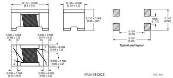 Mechanical Drawing - Vishay / Dale IFLNx Common Mode Chokes