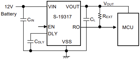 Application Circuit Diagram - ABLIC S-19317 Automotive Linear Regulator IC
