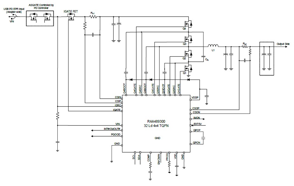 Application Circuit Diagram - Renesas Electronics RAA48930x 3-Level Synchronous Buck Controllers
