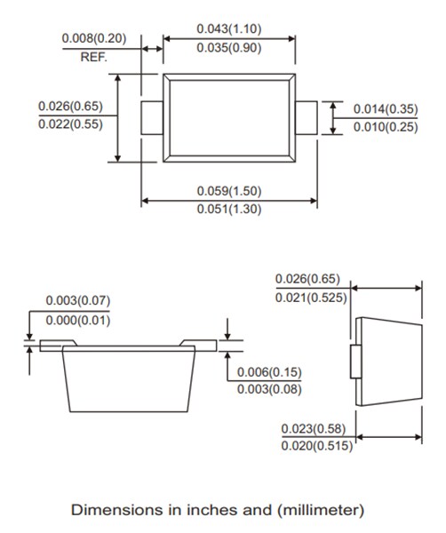 Mechanical Drawing - Comchip Technology CPDE5V0 ESD Protection Diode