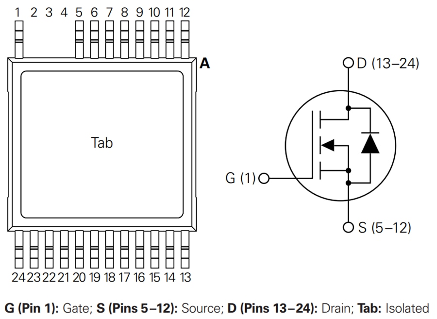 Schematic - IXYS Integrated Circuits MMIX1T500N20X4 200V X4-Class Power MOSFET