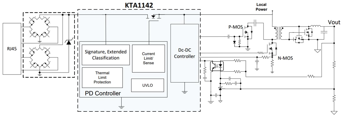 Application Circuit Diagram - Kinetic Technologies KTA1142 IEEE 802.3bt-Compliant PoE-Powered Device