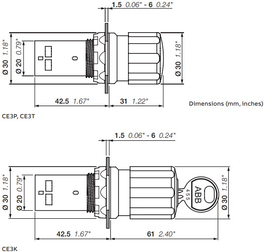 Mechanical Drawing - ABB CE3 E-Stops