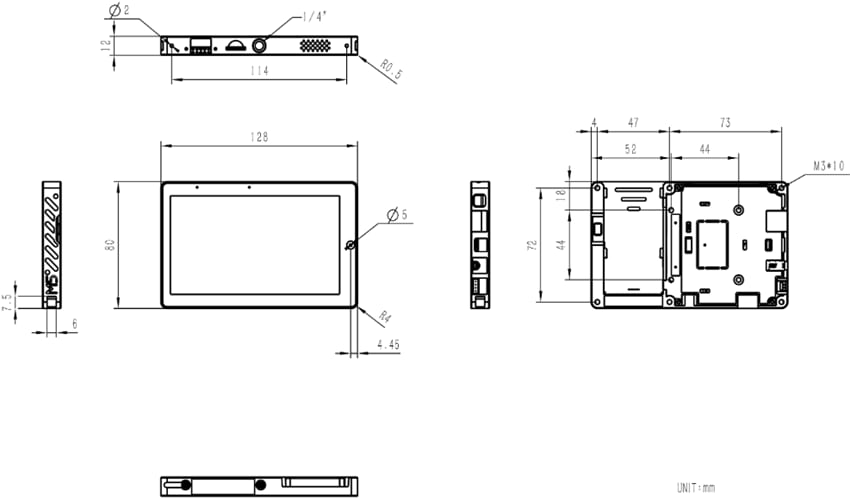 Mechanical Drawing - M5Stack C145 & K145 Tab5 IoT Development Kits