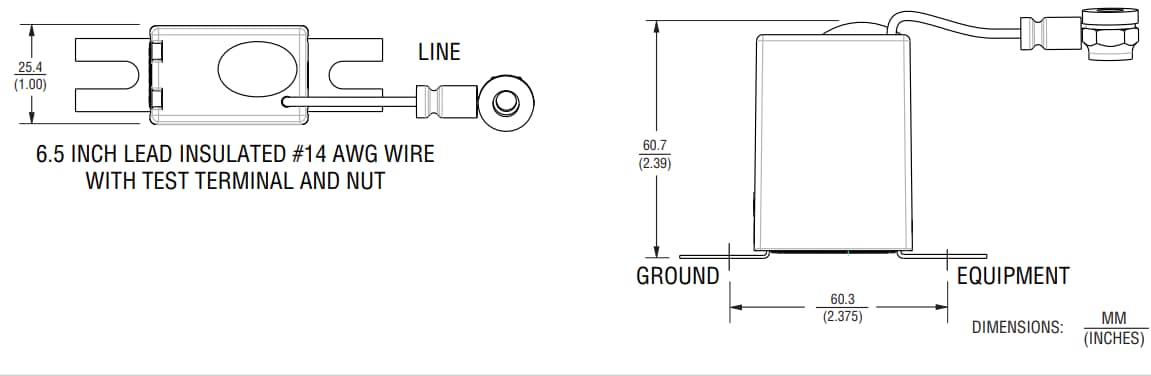 Mechanical Drawing - Bourns 1675-01 Rail Surge Protector