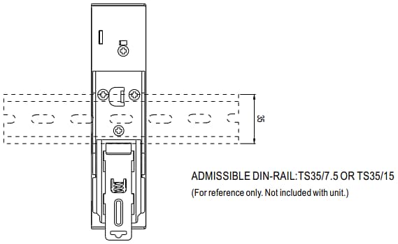 Mechanical Drawing - MEAN WELL XDR-E DIN-Rail Power Supplies