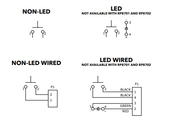 Schematic - E-Switch RP8700 IP68 Sealed Pushbutton Switches