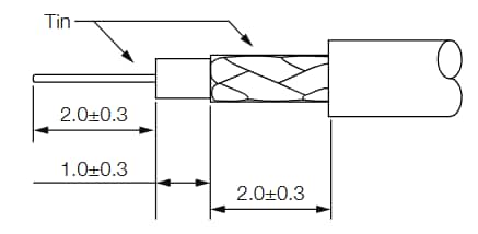 Mechanical Drawing - Siretta Stripped & Tinned RF Cable Assemblies