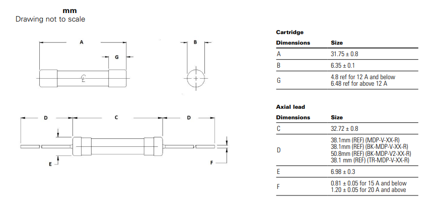 Mechanical Drawing - Eaton Electronics ELX MDP Fuses
