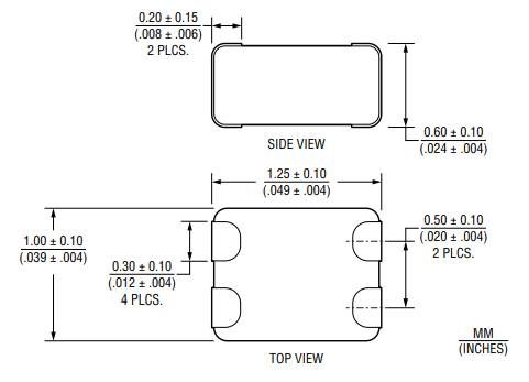 Mechanical Drawing - Bourns CCF1206 Multilayer Common Mode Filters
