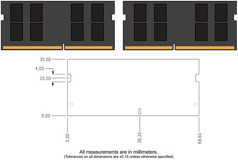Mechanical Drawing - Kingston FURY Impact DDR4 Memory Modules