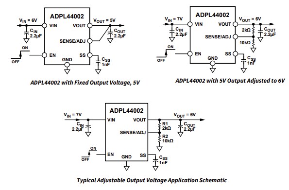 Application Circuit Diagram - Analog Devices Inc. ADPL44002 Low Dropout (LDO) Linear Regulators