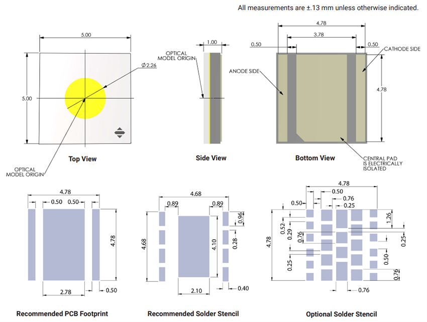 Mechanical Drawing - Cree LED XLamp® XM-MR LEDs