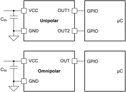 Schematic - Texas Instruments TMAG5133 High Sensitivity Hall-Effect Switch