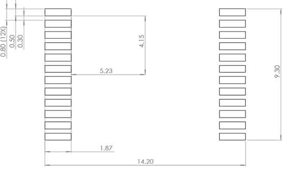 Mechanical Drawing - Murata Electronics SCH16T-K10 6-DOF Gyroscope and Accelerometer