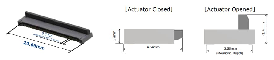 Mechanical Drawing - Hirose Electric FH79 0.3mm Pitch Back Flip FPC Connectors