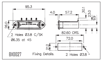 Mechanical Drawing - Bulgin BX Battery Holders