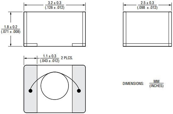 Mechanical Drawing - Bourns SRP3220A Shielded Power Inductors
