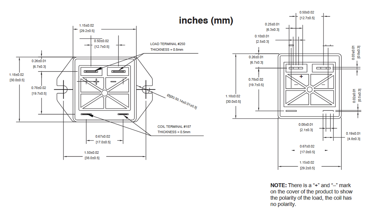 Mechanical Drawing - Altran Magnetics AEV20E High-Voltage DC Contactors