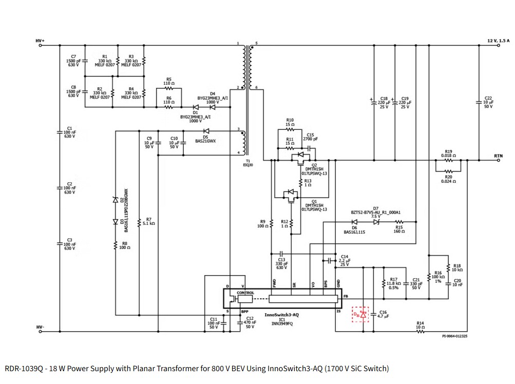 Schematic - Power Integrations RDK-1039Q Reference Design Kit