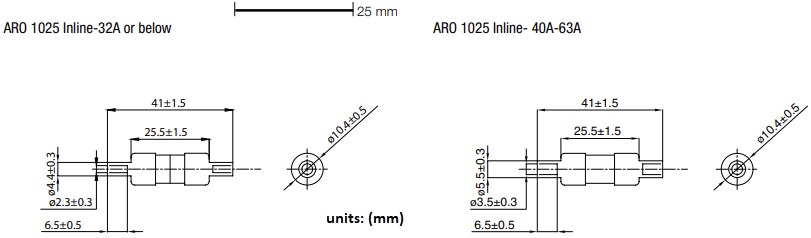 Mechanical Drawing - Schurter ARO Inline Fuses