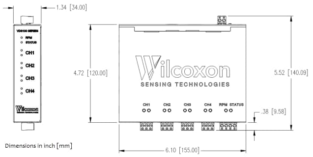 Mechanical Drawing - Amphenol Wilcoxon VDS130 Vibration Data Source