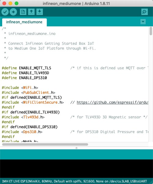 After Opening the infineon_mediumone Project in Arduino IDE