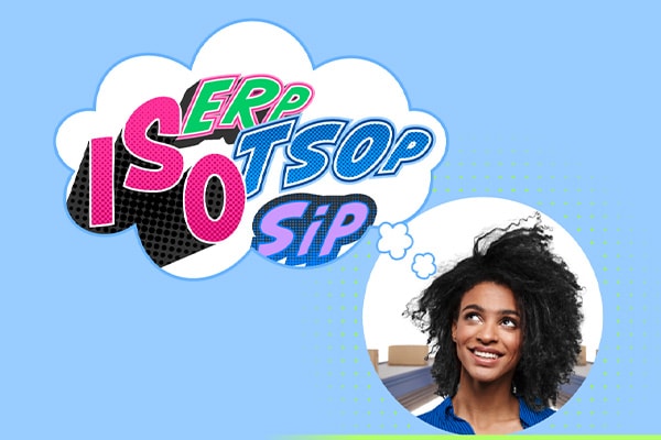 Person with thought bubble containing various acronyms