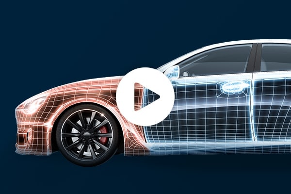 A wireframe showing the zonal architecture of a car 