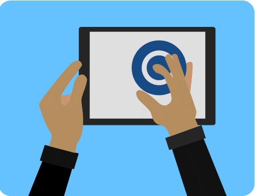 an animation of two hands moving on an electronic device